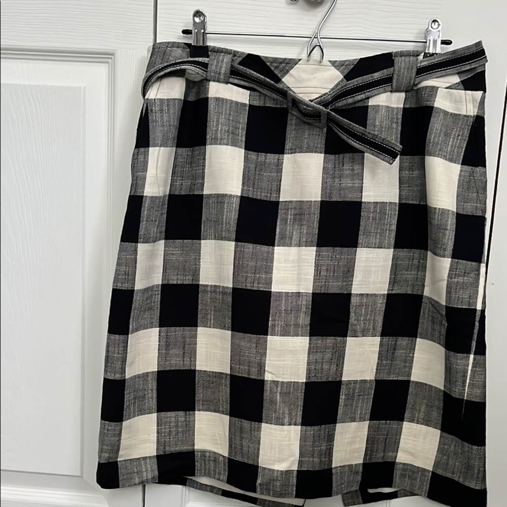 Talbots Black and White A-Line Skirt with Tie Front